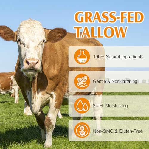 Lxitian grass-fed tallow honey balm tube shows soothing texture on dry areas.
