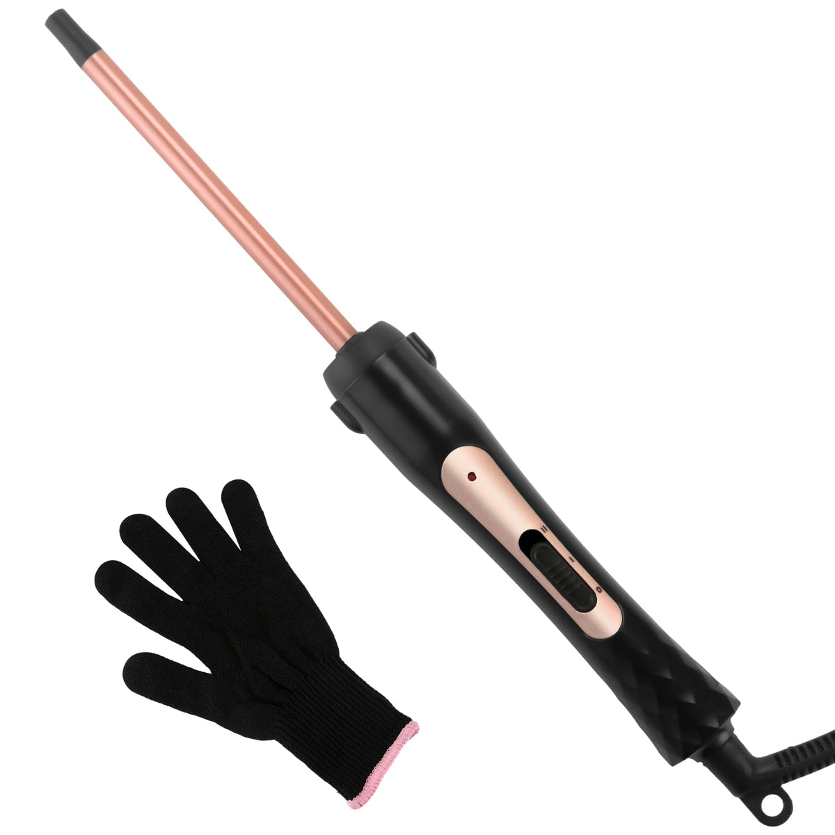 LXMTOU 3/8 inch curling wand close-up with compact barrel for tight curls