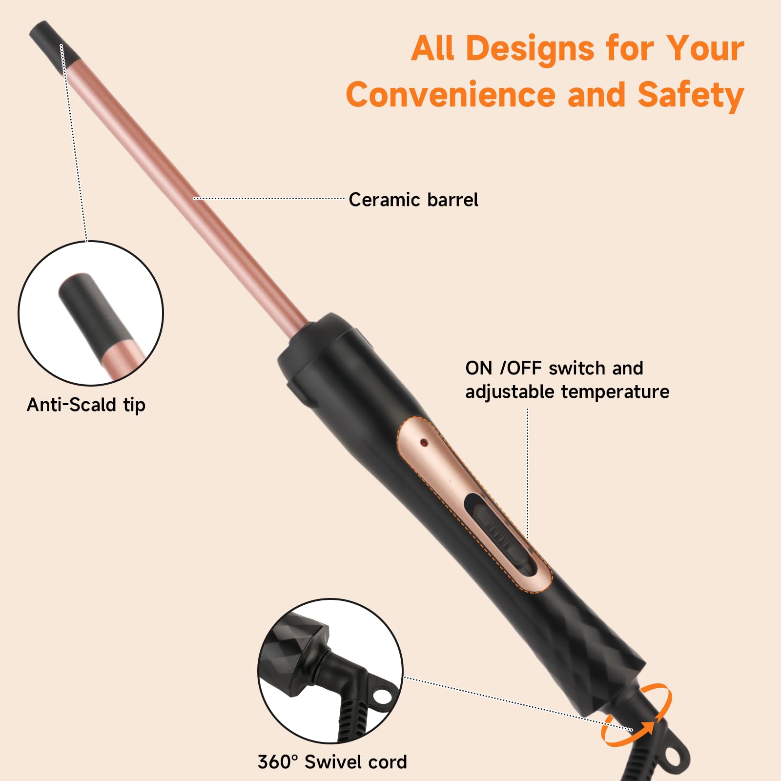 LXMTOU 6 ft swivel cord image highlighting flexible styling reach
