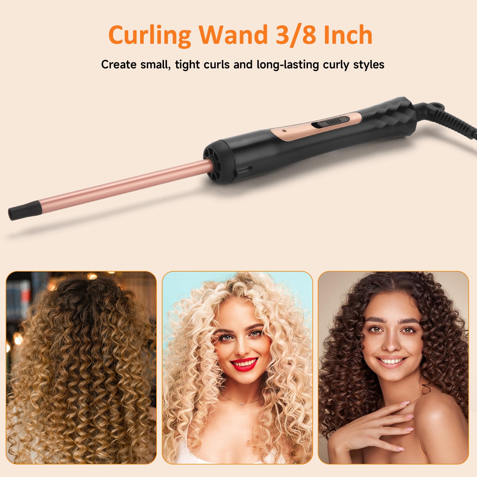 LXMTOU skinny wand wrapped hair demonstrating twisty spirals without creases