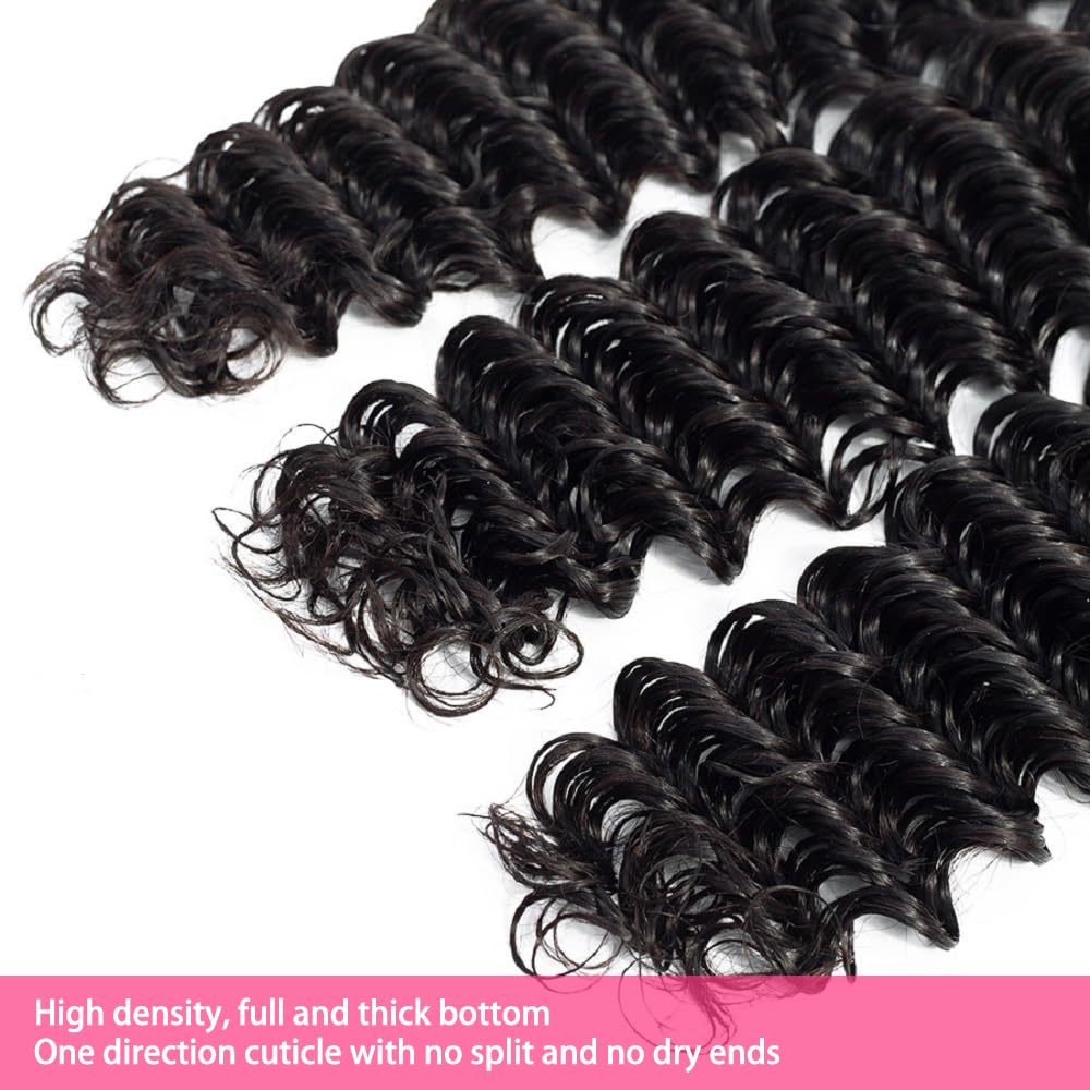 LXYANOO deep wave hair bundles dye-straightenable option shown.