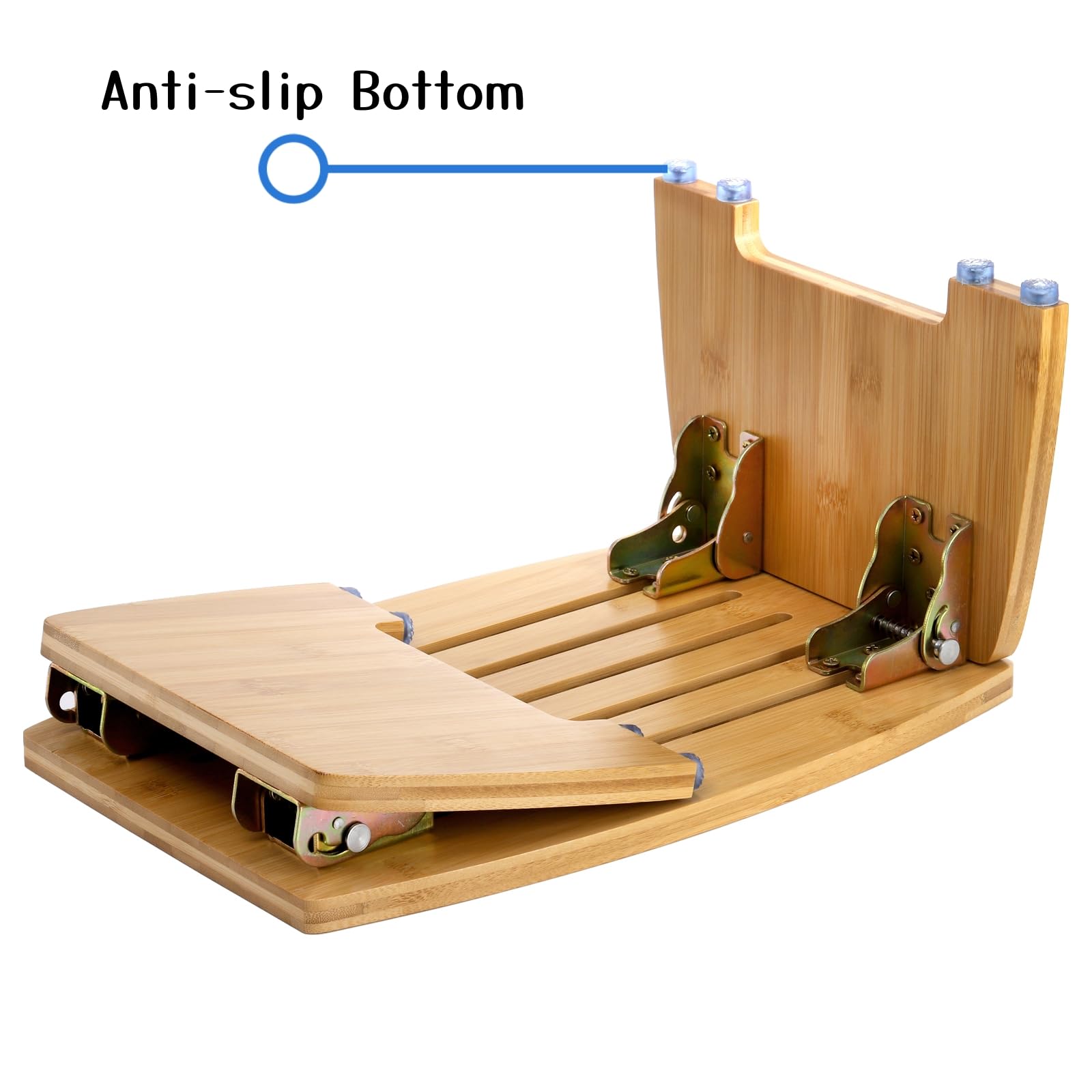 Lyellfe bamboo stool used as foot-rest for grooming and spa routines.