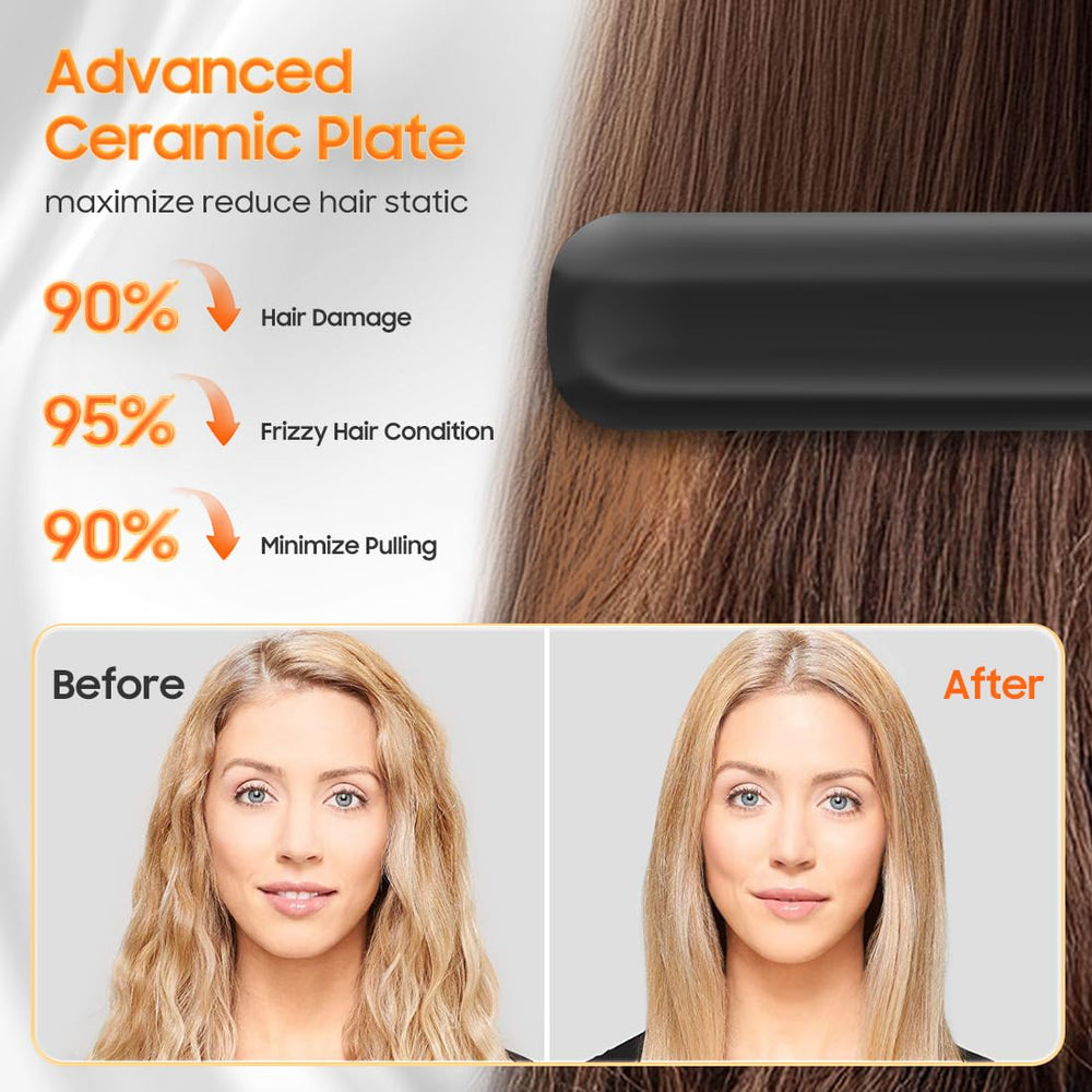 LYFDUW 2-in-1 hair straightener enabling quick straightening or curling on the move