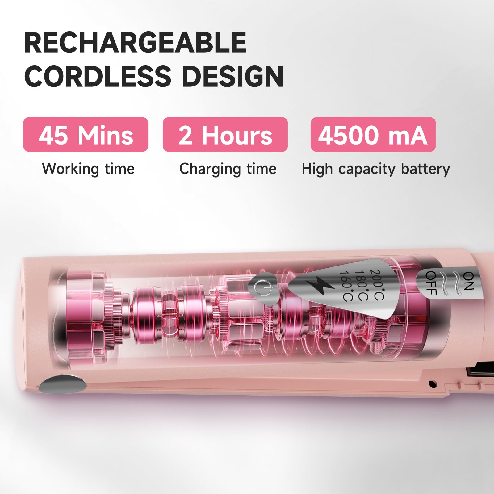 LYFDUW cordless straightener with 4500mAh battery delivers up to 45 minutes styling