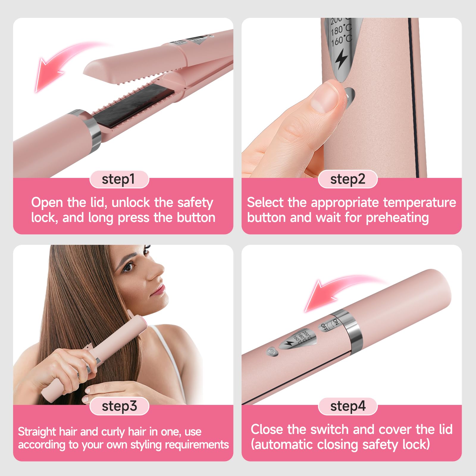 LYFDUW straightener emits 50 million negative ions for frizz control