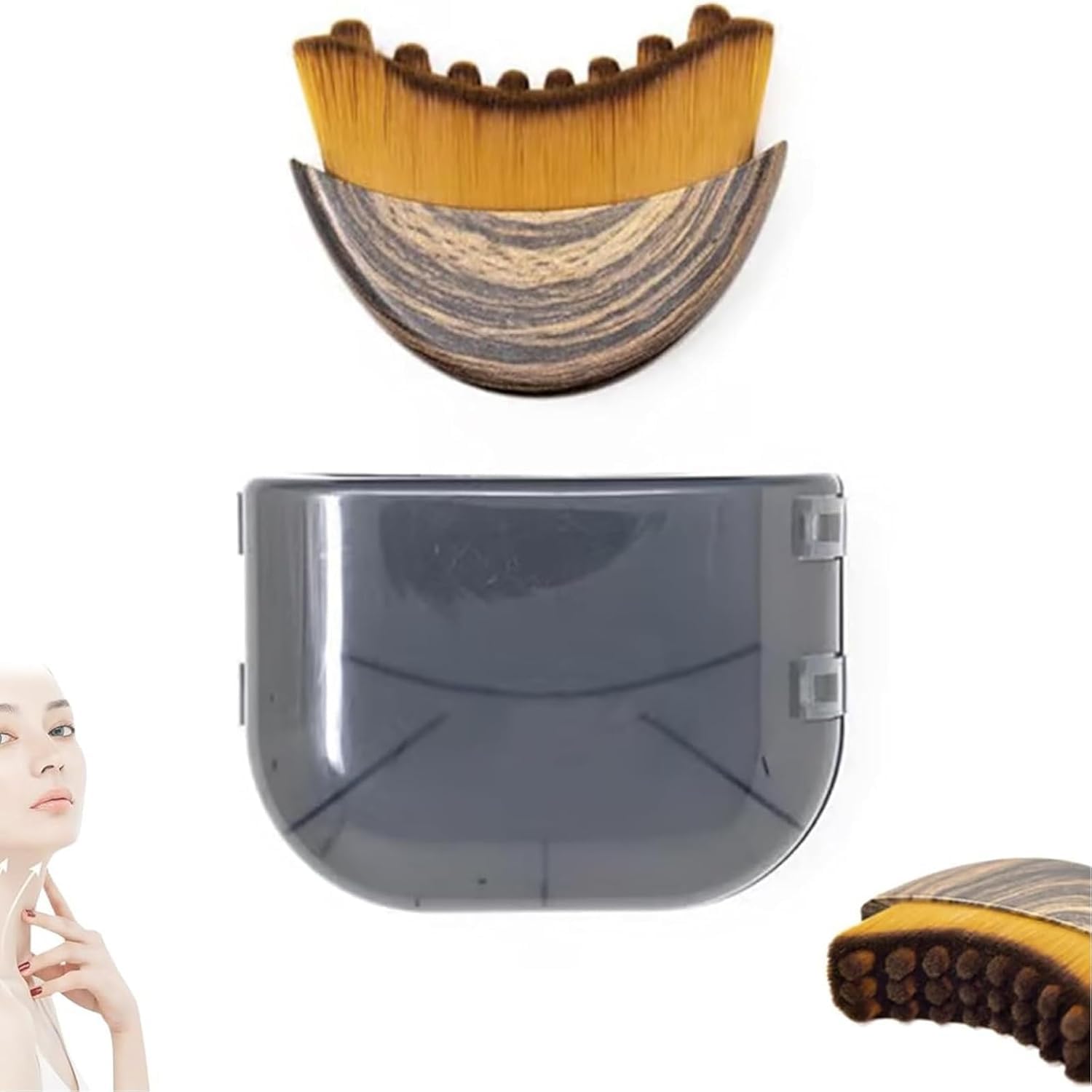 Lymphatic Contour Brush showing contour design fitting facial curves for enhanced drainage.