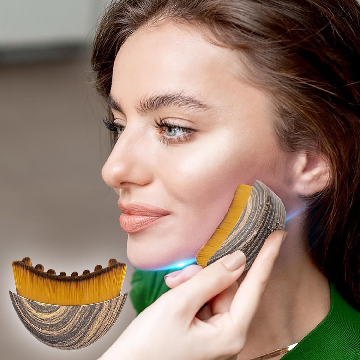 Lymphatic contour face brush after-use rinse and air-dry for maintenance.