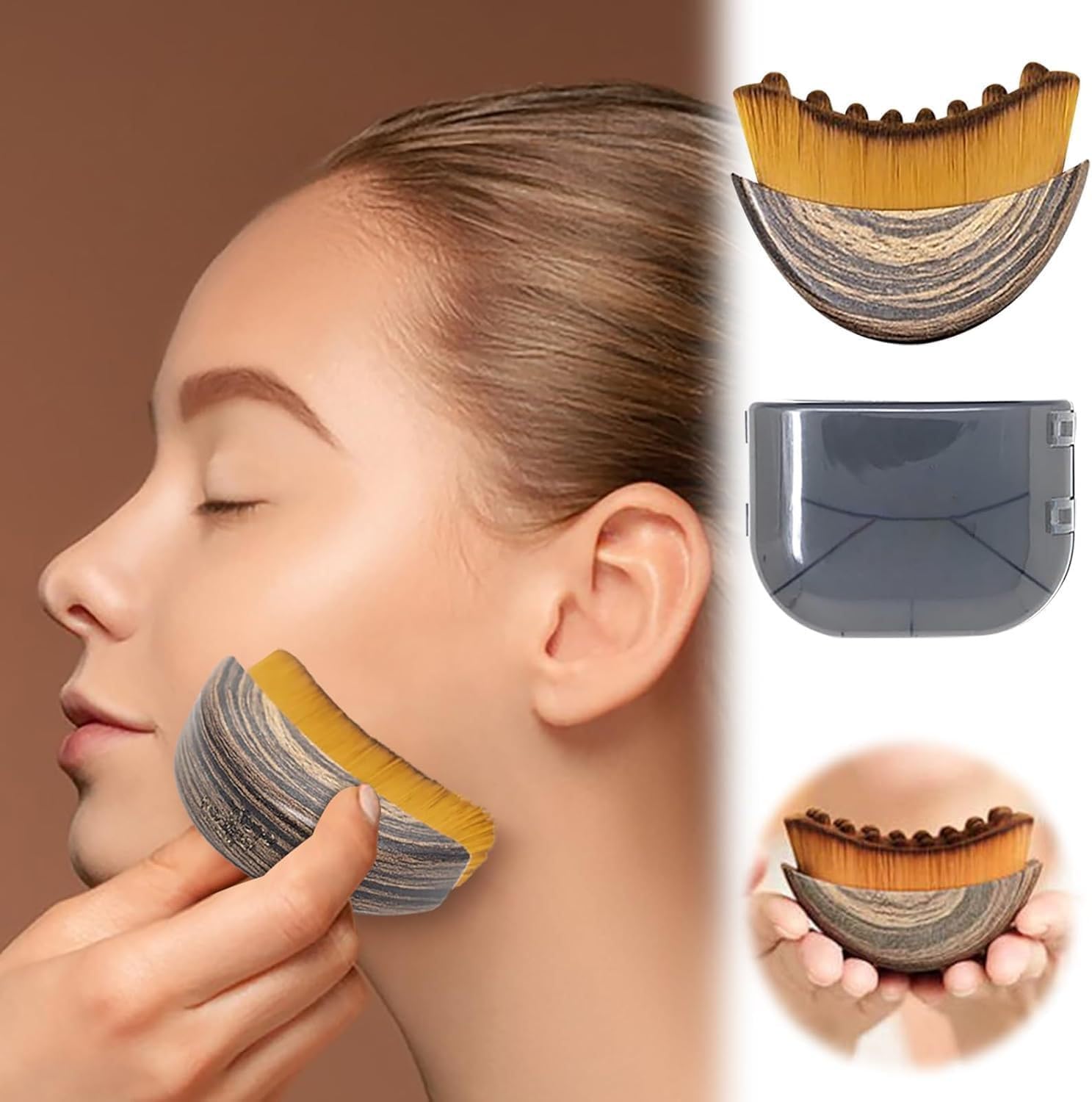 Lymphatic contour face brush compact design for home or spa use.