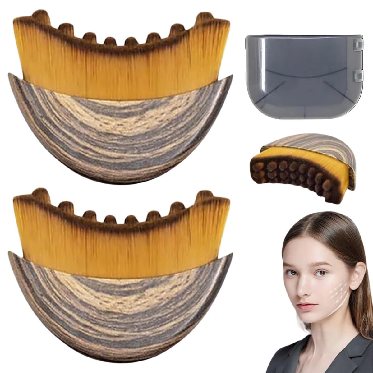 Lymphatic Contour Face Brush with ergonomic handle enables precise contouring for daily use.