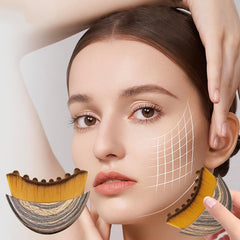Lymphatic contour face brush evening-use showing relaxing facial massage.