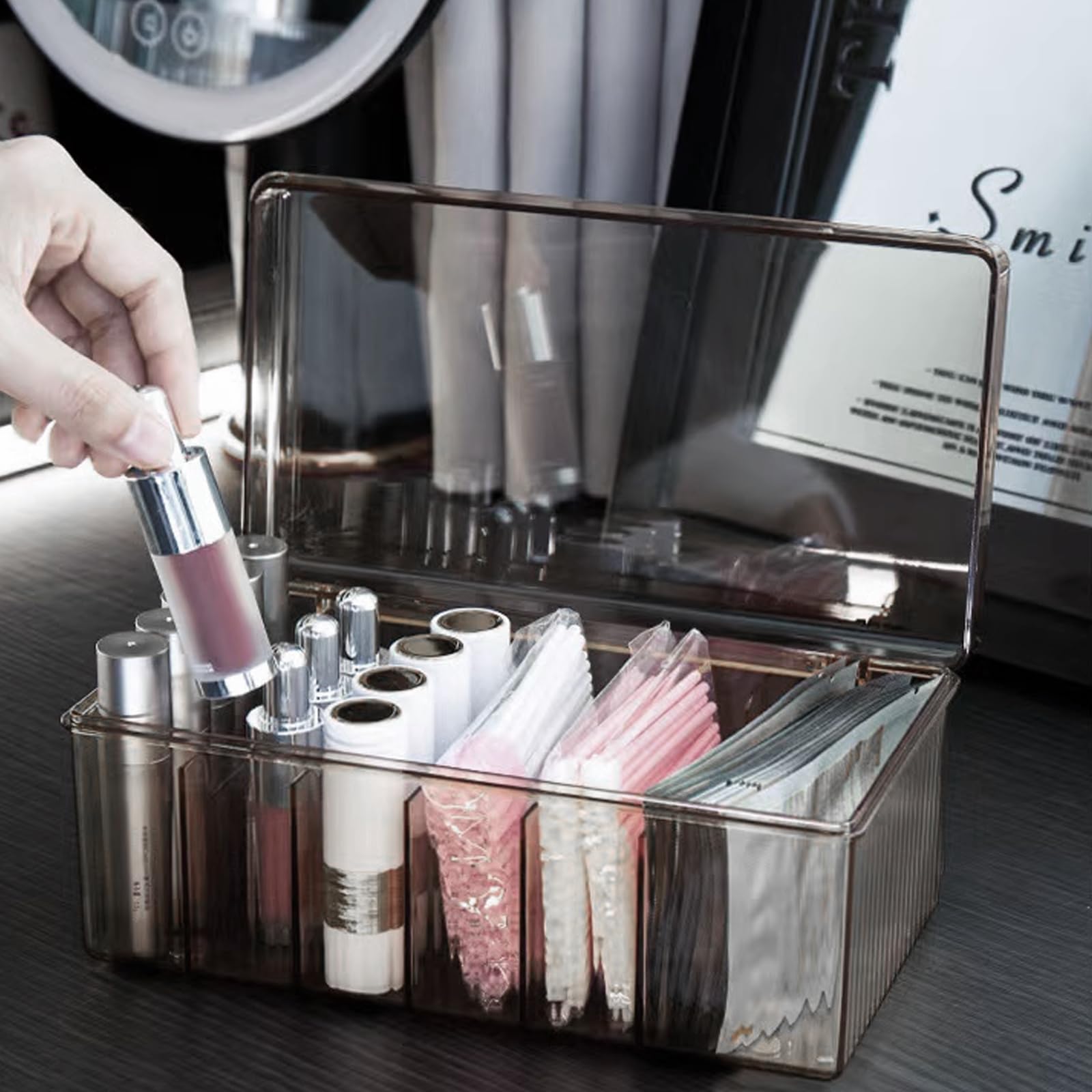LynxLink lash cart organizer shows clear acrylic for quick item visibility during sessions.