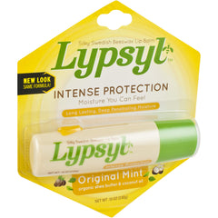 Lypsyl Intense Protection Original Mint application demonstrates smooth lip coverage.