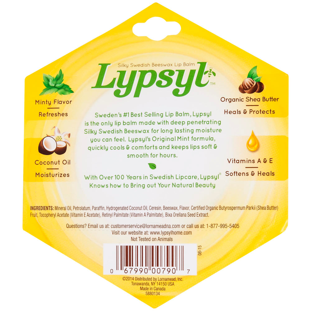Lypsyl Original Mint lip balm open for easy application and minty refreshment.