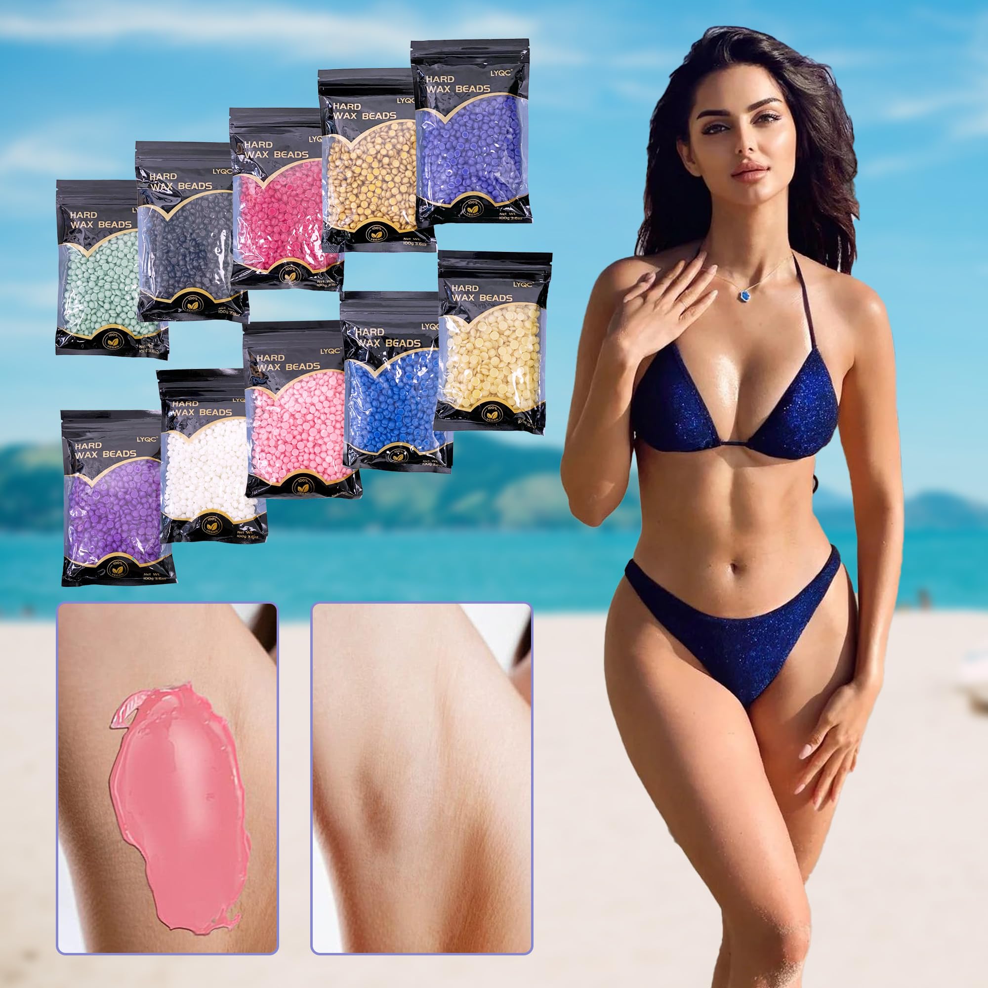 LYQC full-body waxing use demonstrates convenient home-kit setup for all body areas.