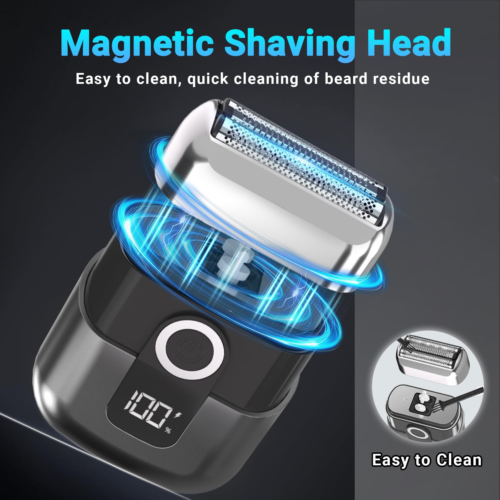 LYRSLF IPX7 waterproof angle demonstrates wet and dry shaving flexibility