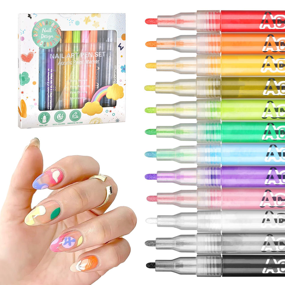 LZXLUKGIR nail art pen set with 12 colors for precise, vibrant nail designs.