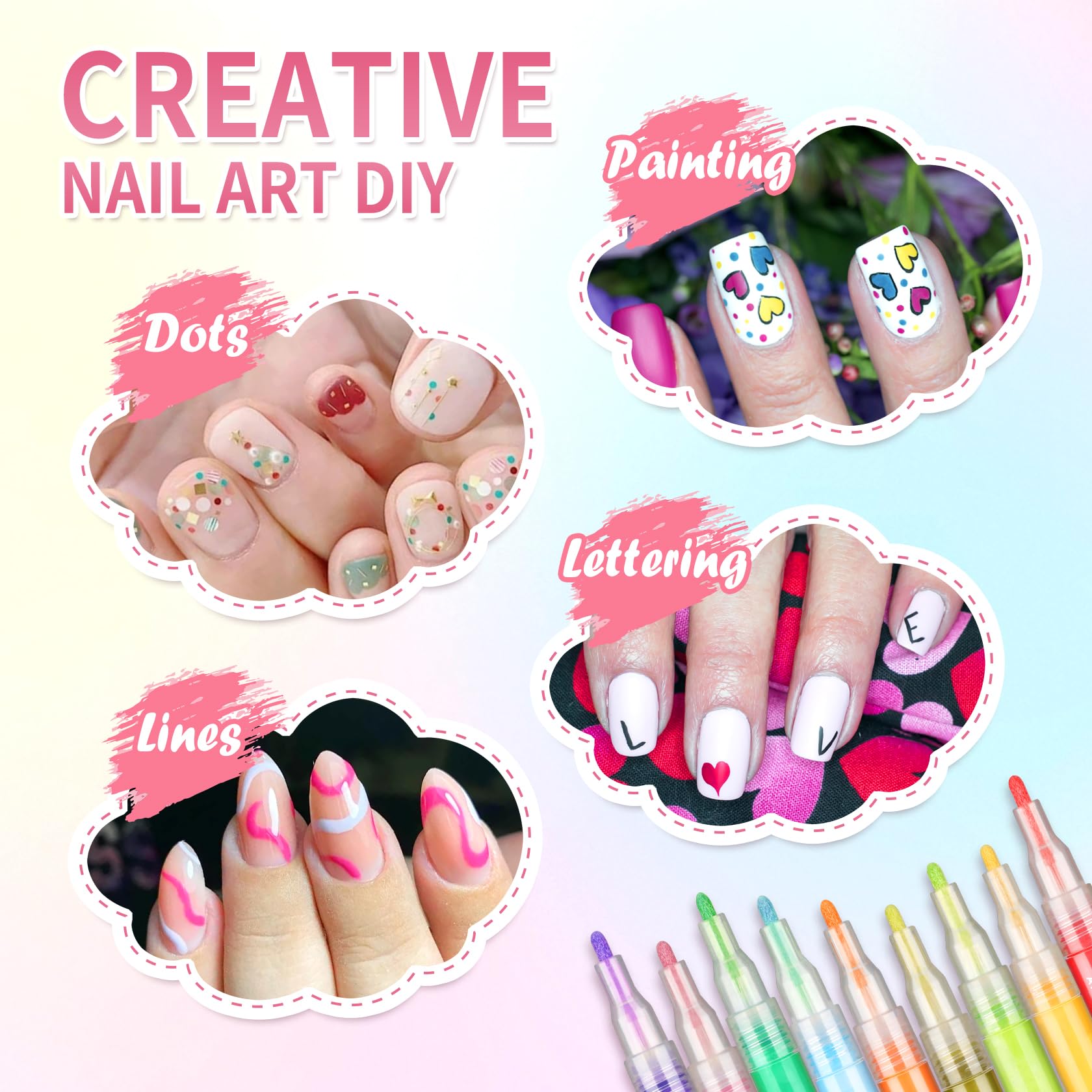 LZXLUKGIR quick-dry nail pens provide fast color for easy artistry.
