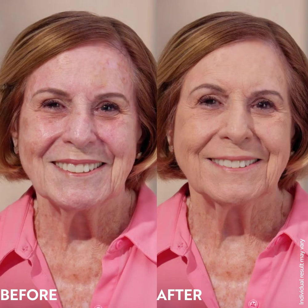M. Asam model applying mousse for weightless, even coverage.