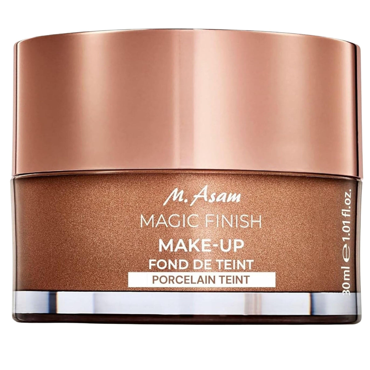 M Asam Magic Finish Porcelain Teint Mousse bottle shows lightweight base for everyday wear