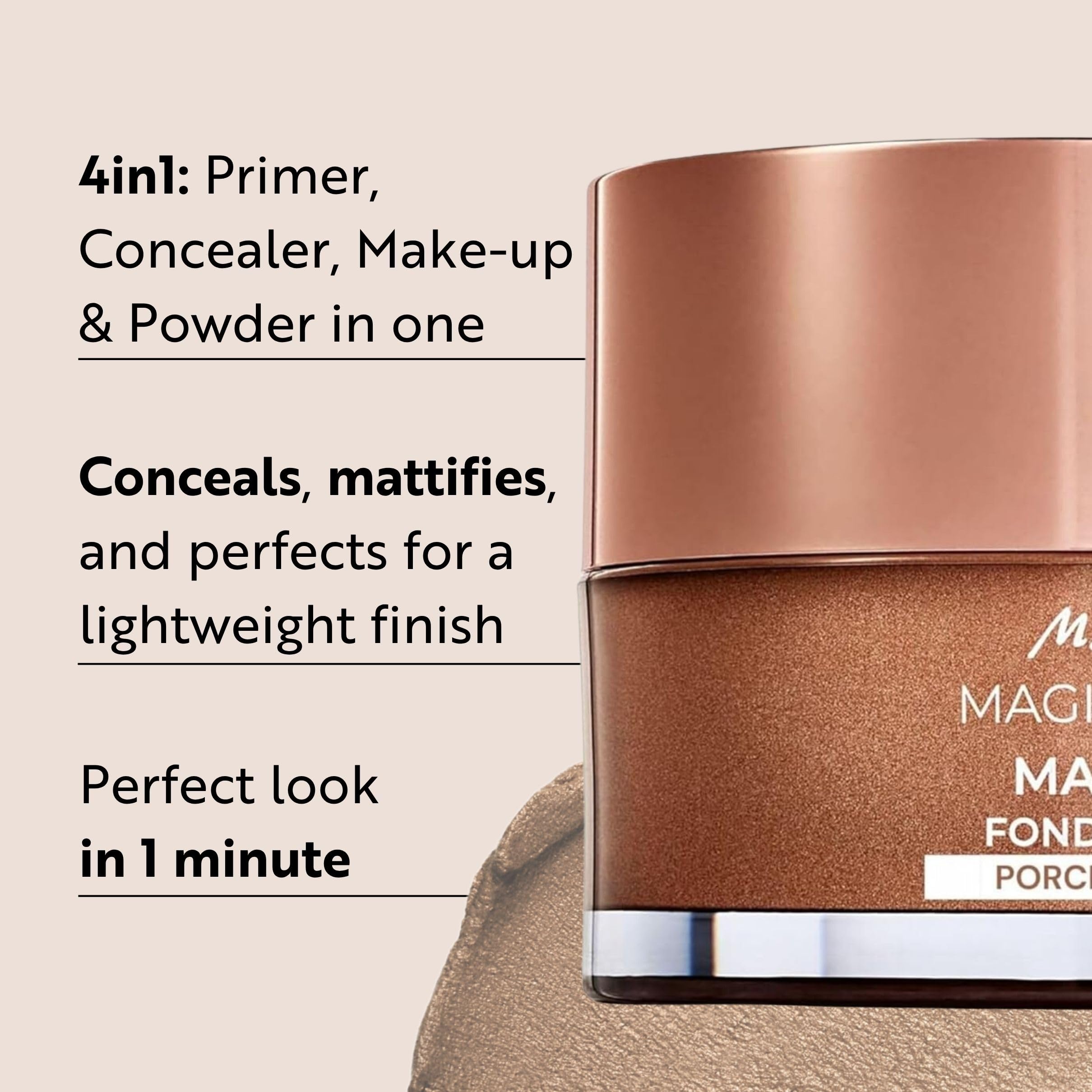M Asam Magic Finish Mousse swirl demonstrates easy blending for natural look