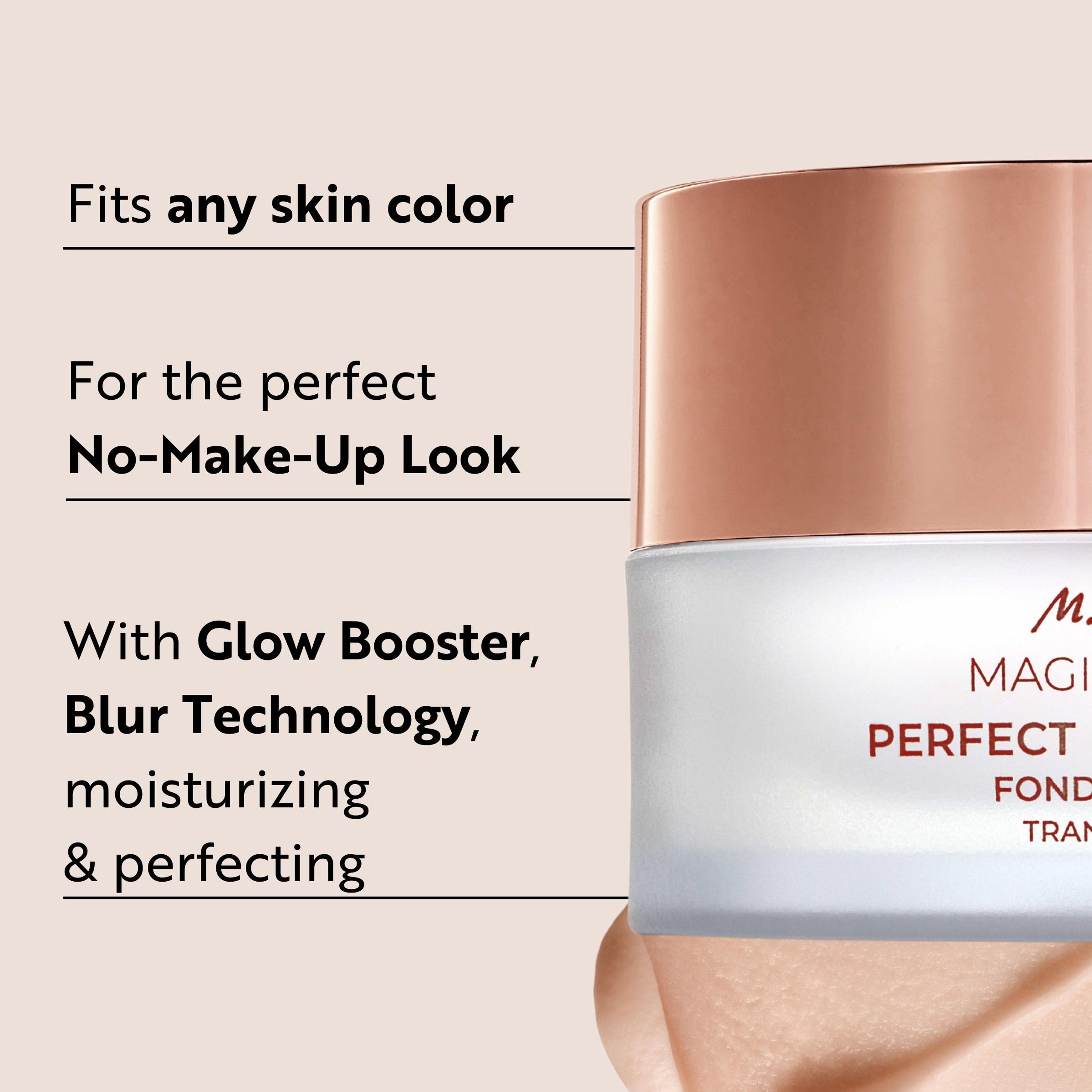 M. Asam Magic Finish Primer swatch demonstrates a transparent, weightless base for natural makeup.