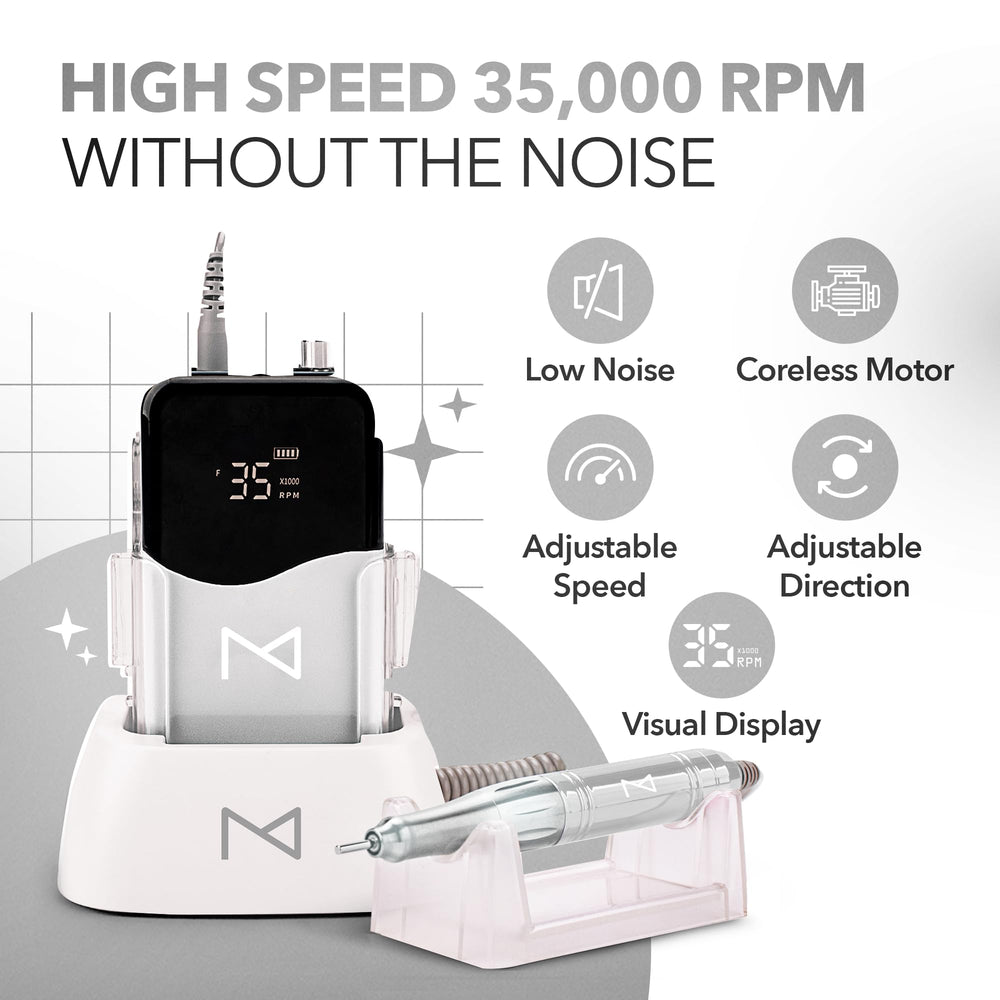 M Mase two-in-one design for seamless salon and home nail sessions.