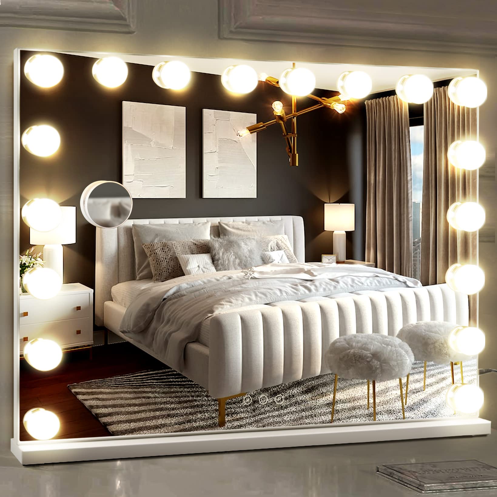 M MIVONDA Hollywood vanity mirror with 18 bulbs for bright makeup lighting