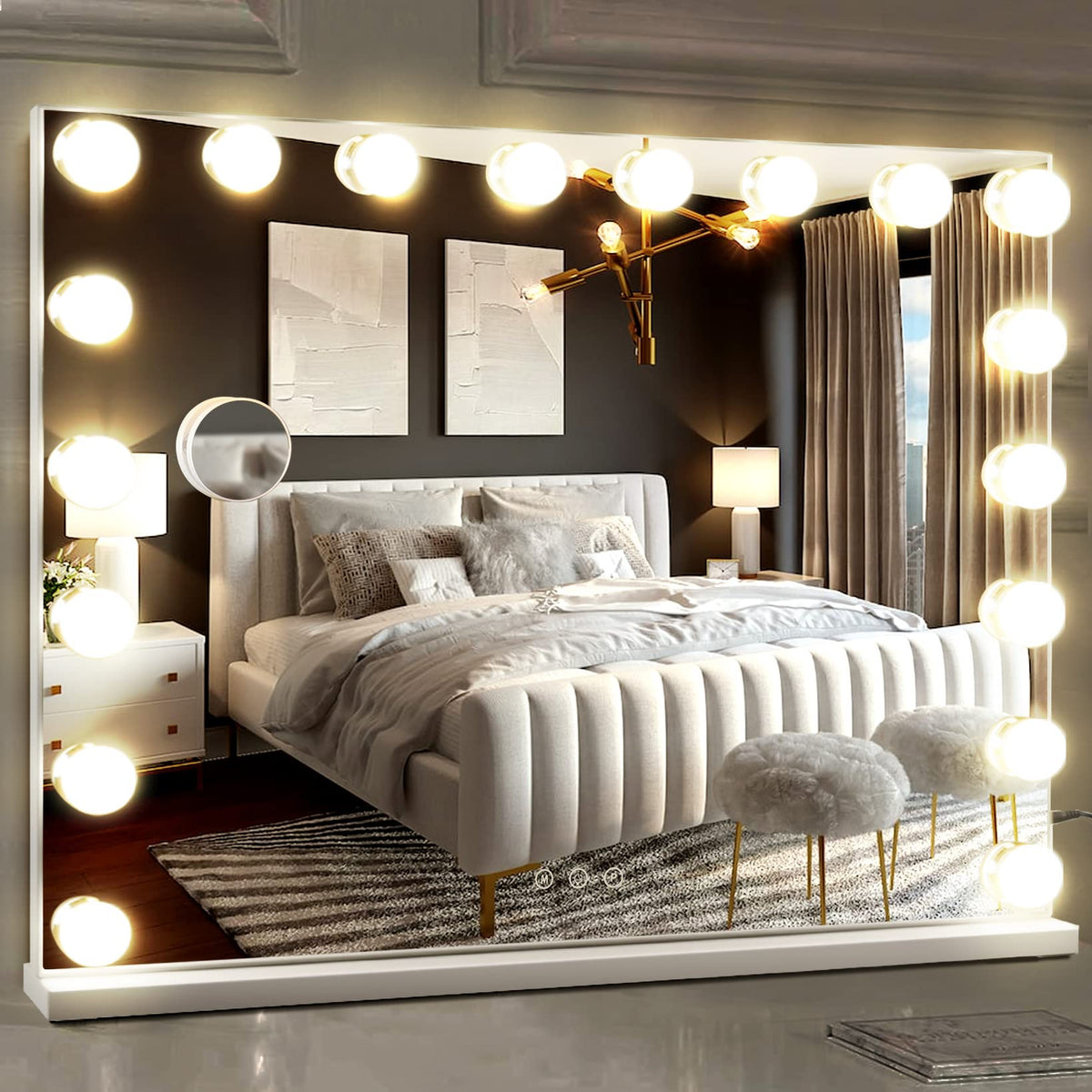 M MIVONDA Hollywood vanity mirror with 18 bulbs for bright makeup lighting