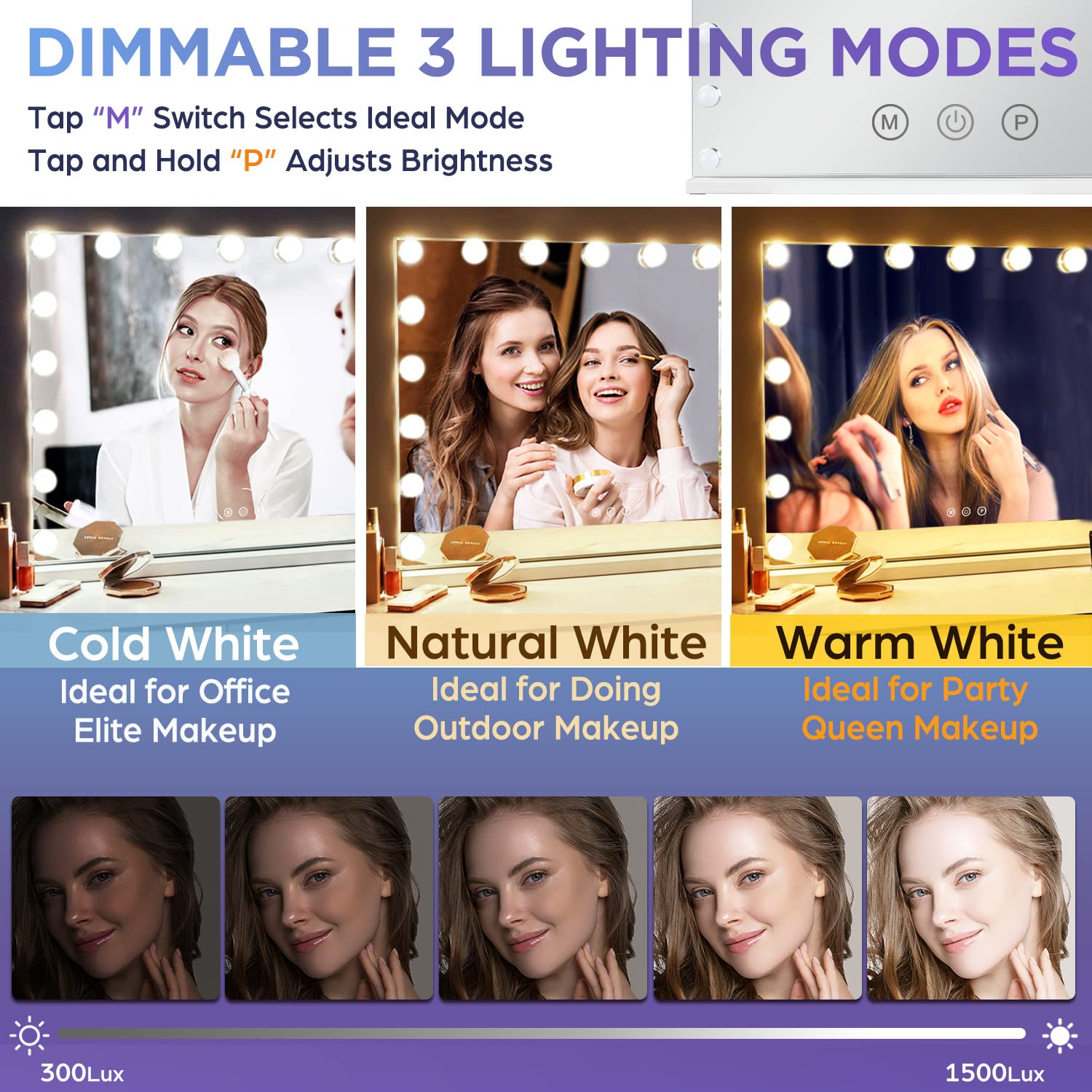 M MIVONDA vanity mirror with USB charging while applying makeup