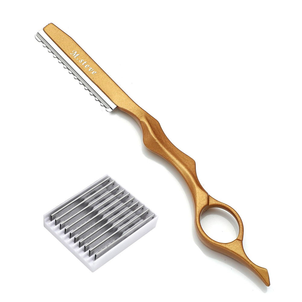 M.steve hair razor handle in gold with ergonomic grip for precise styling.