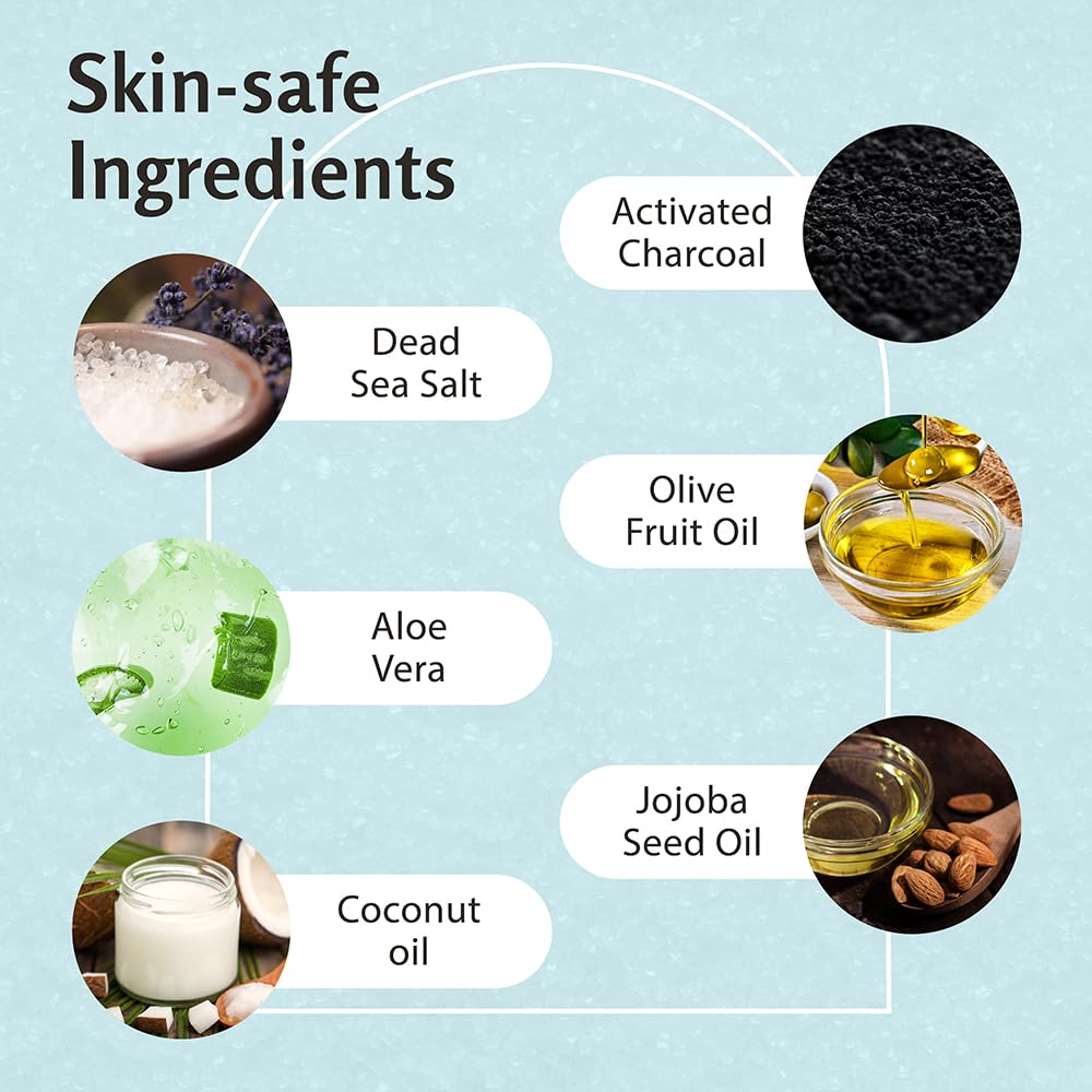 M3 Naturals arm exfoliation using charcoal scrub for smoother skin.