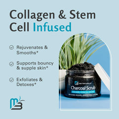 M3 Naturals coconut oil swirl in charcoal scrub for skin hydration.