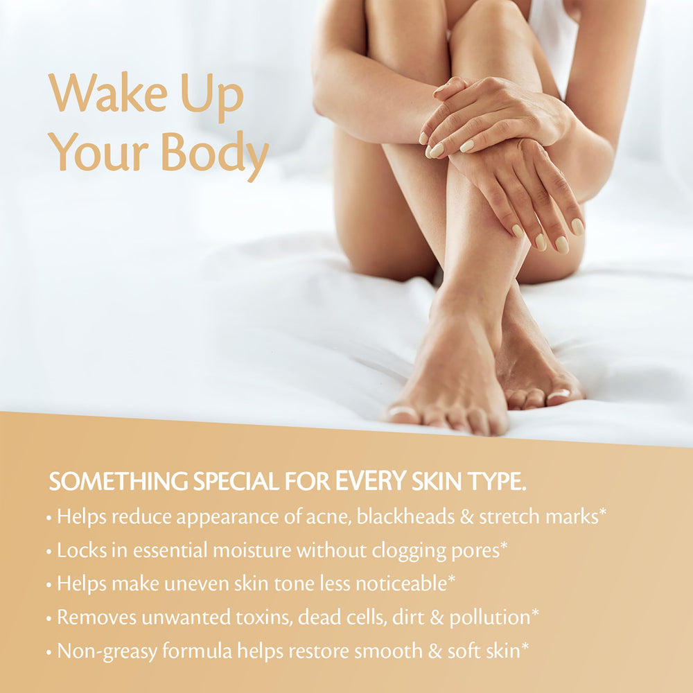 M3 Naturals coffee beans and scrub ingredients highlight antioxidant-rich formula.