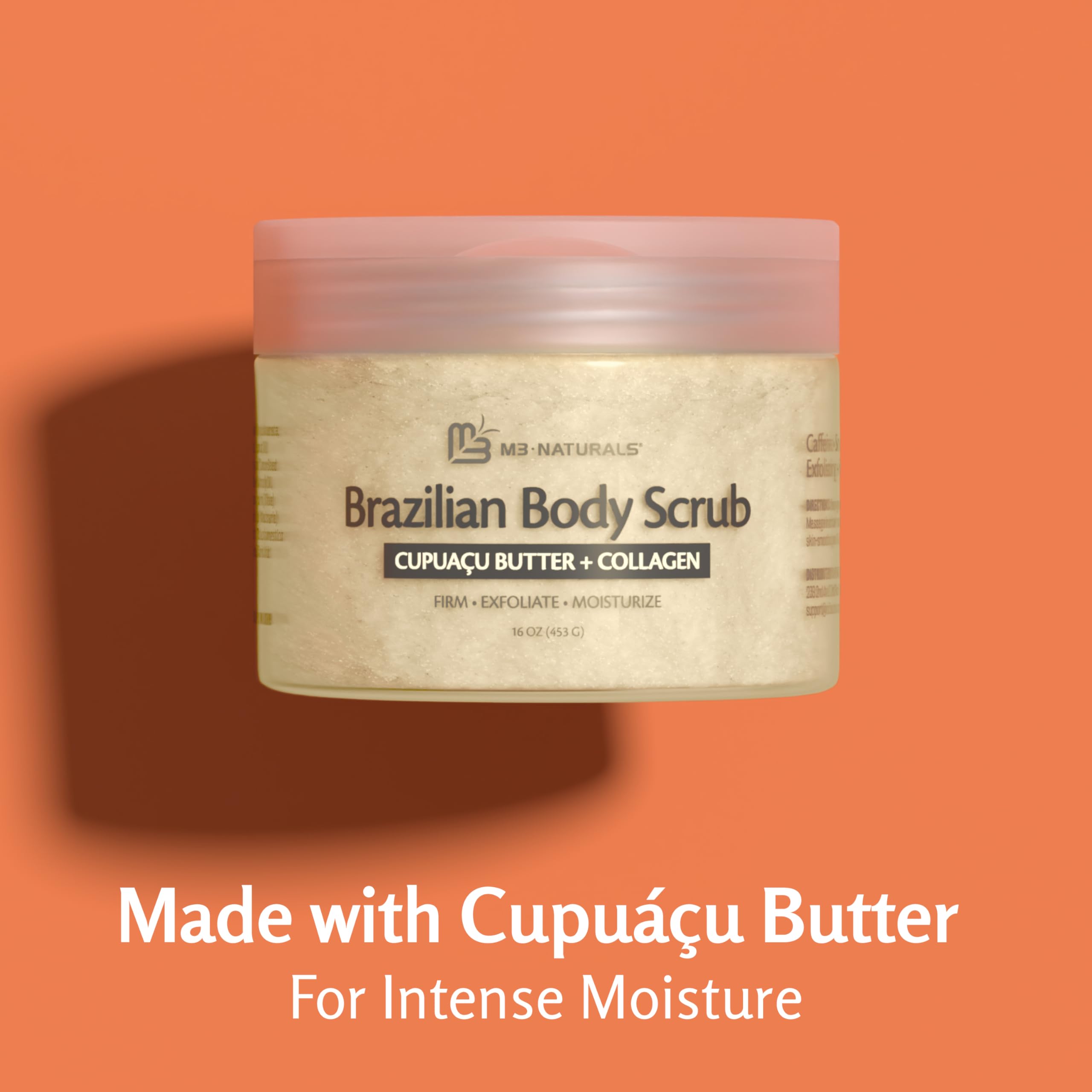 M3 Naturals Firming Brazilian Body Scrub application-routine shows massaging technique for best results.