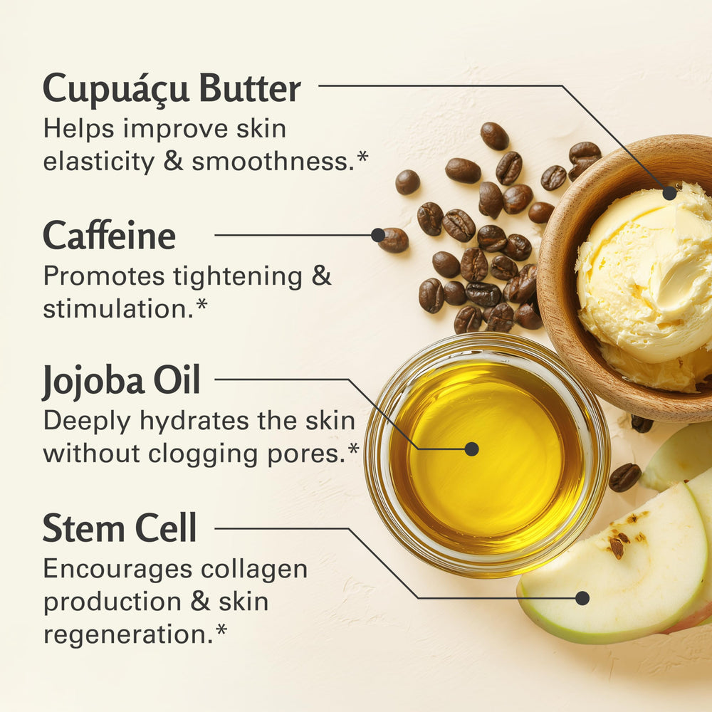 M3 Naturals Firming Brazilian Body Scrub texture closeup emphasizes creamy butter and gentle exfoliation.