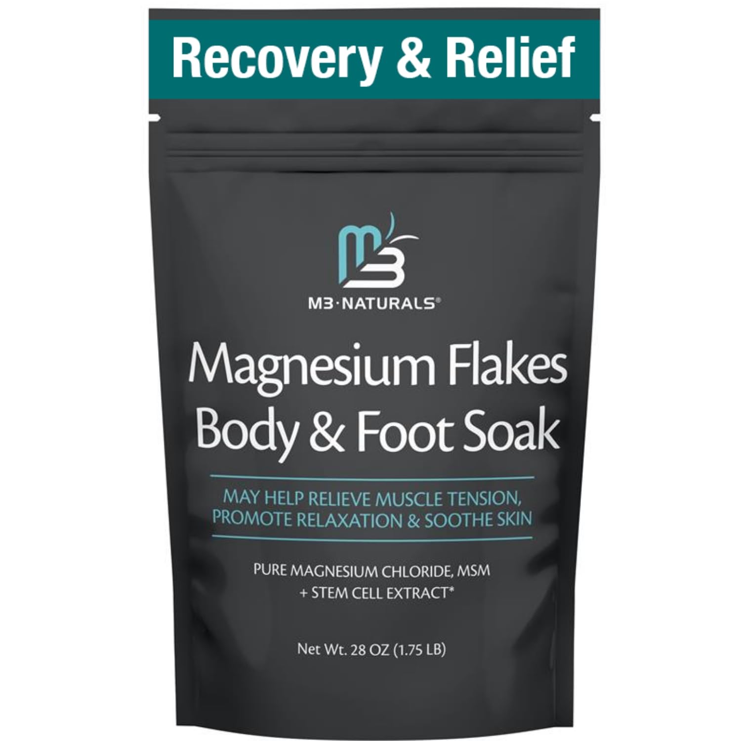 M3 Naturals magnesium flakes bath crystals for sore muscles relief