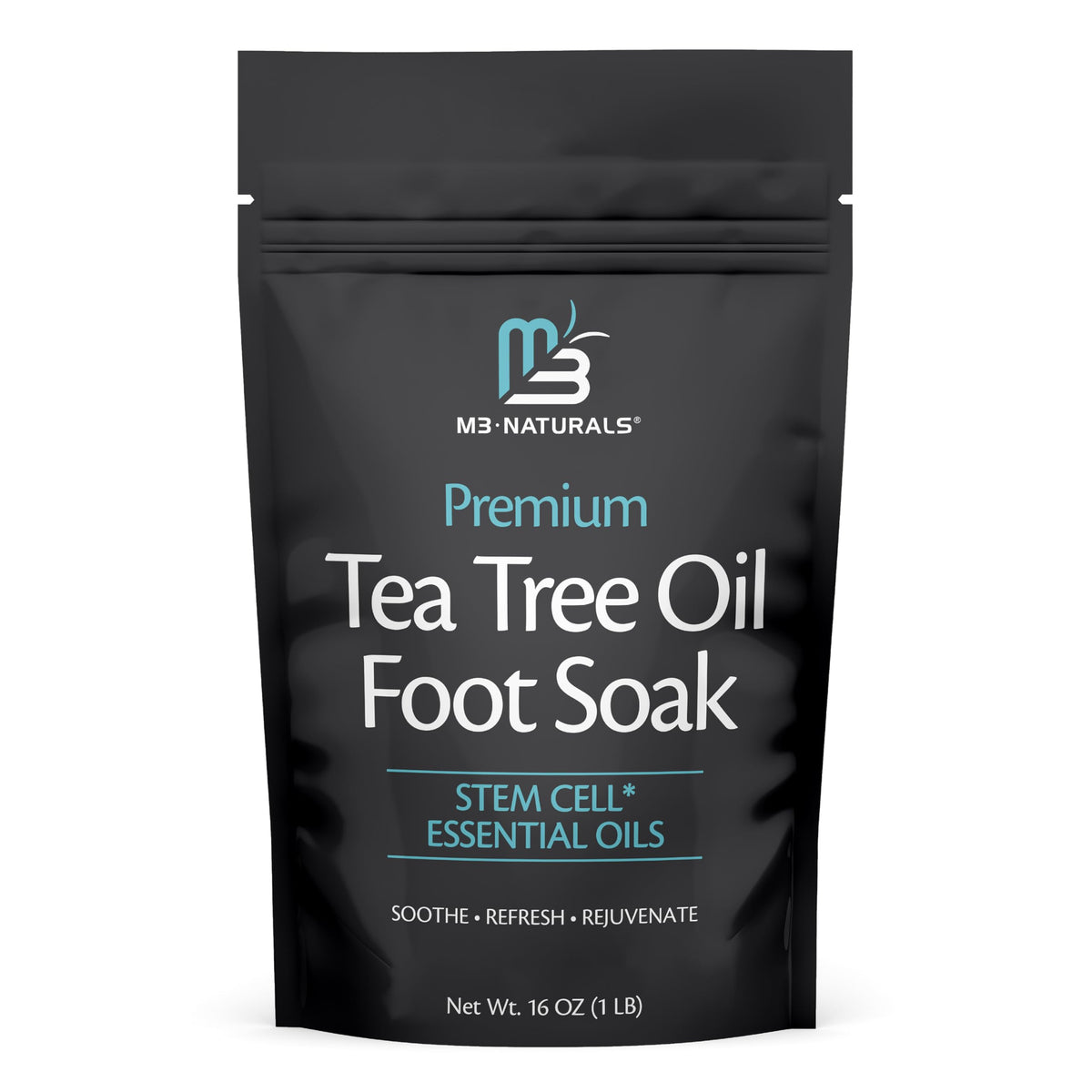 M3 Naturals Tea Tree Foot Soak bottle for spa-like relaxation and odor control