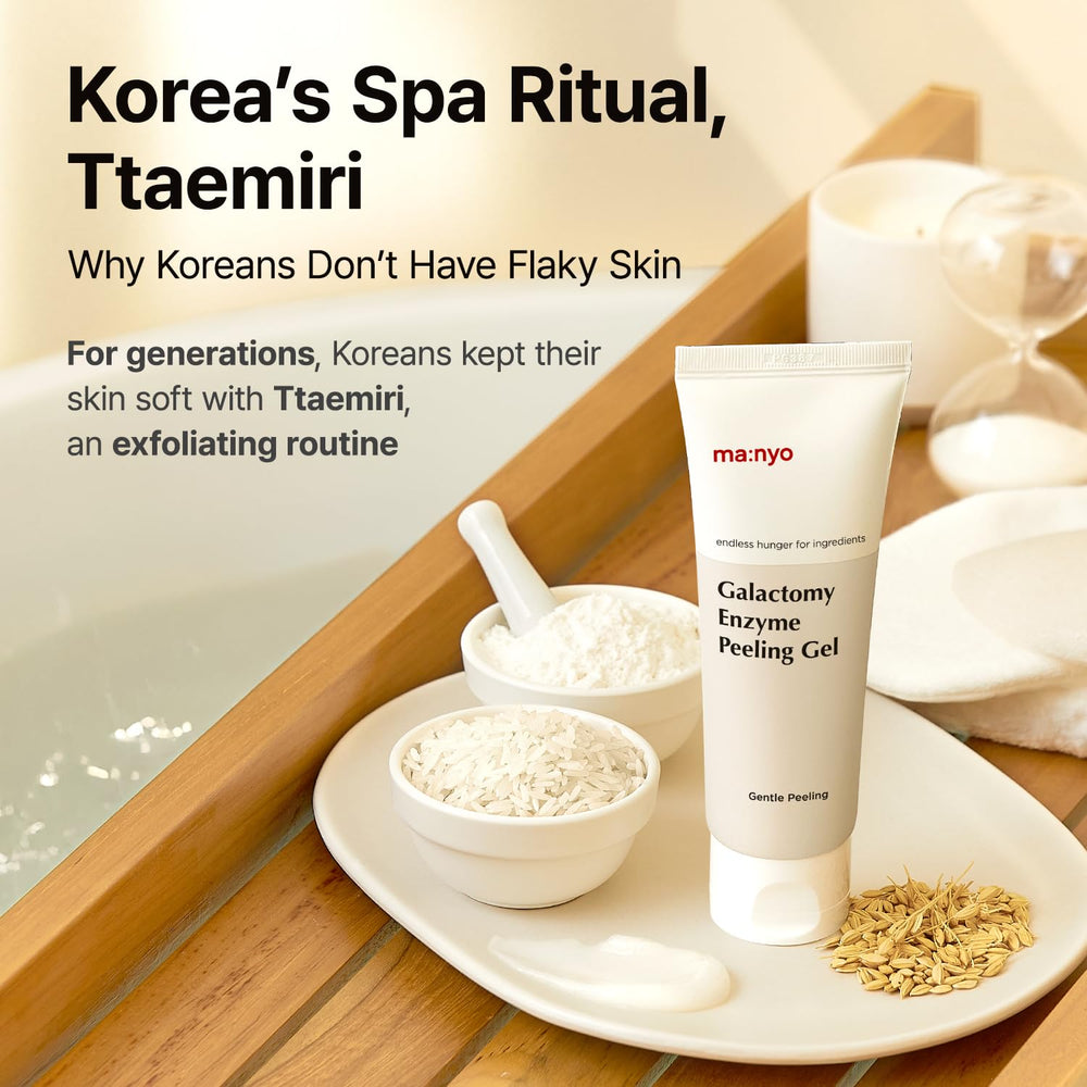 ma:nyo Galactomy Enzyme Peeling Gel bottle dispense for convenient, mess-free exfoliation