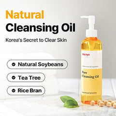 ma:nyo 14 oils graphic highlights nourishing, deep-clean blend.