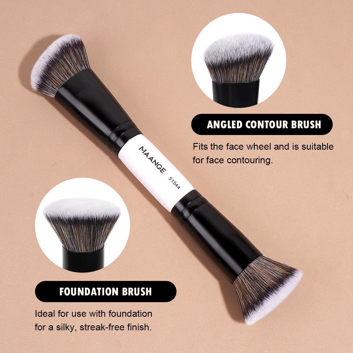 Maange aluminum ferrule and ergonomic handle shown for precise, comfortable blending.