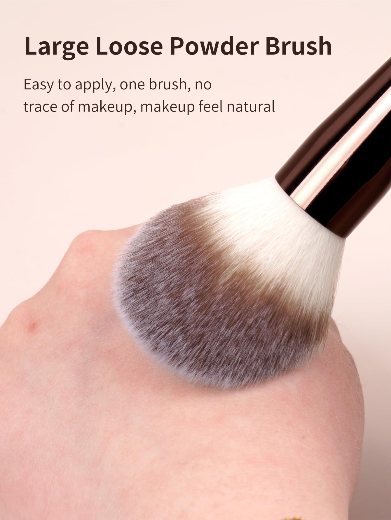 MAANGE angle kabuki brush, ergonomic design follows cheek contours for natural blend.