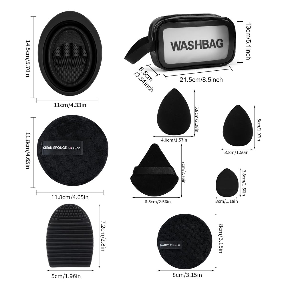MAANGE beauty blender set showing soft sponges for seamless foundation blending