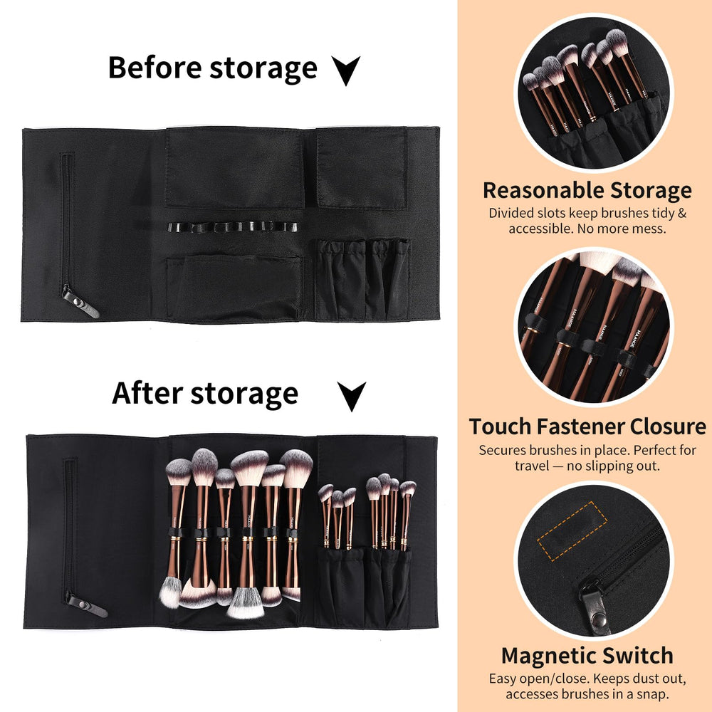 MAANGE blush-bronzer-contour dual-ended brush offers even product pickup for balanced sculpting.
