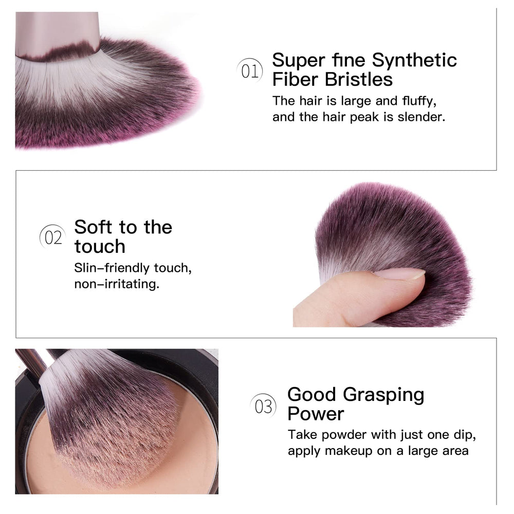 MAANGE blush brush with fluffy bristles for natural, even color.