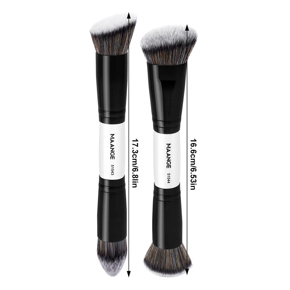Maange brushes in use for foundation and contour demonstrating precise coverage.