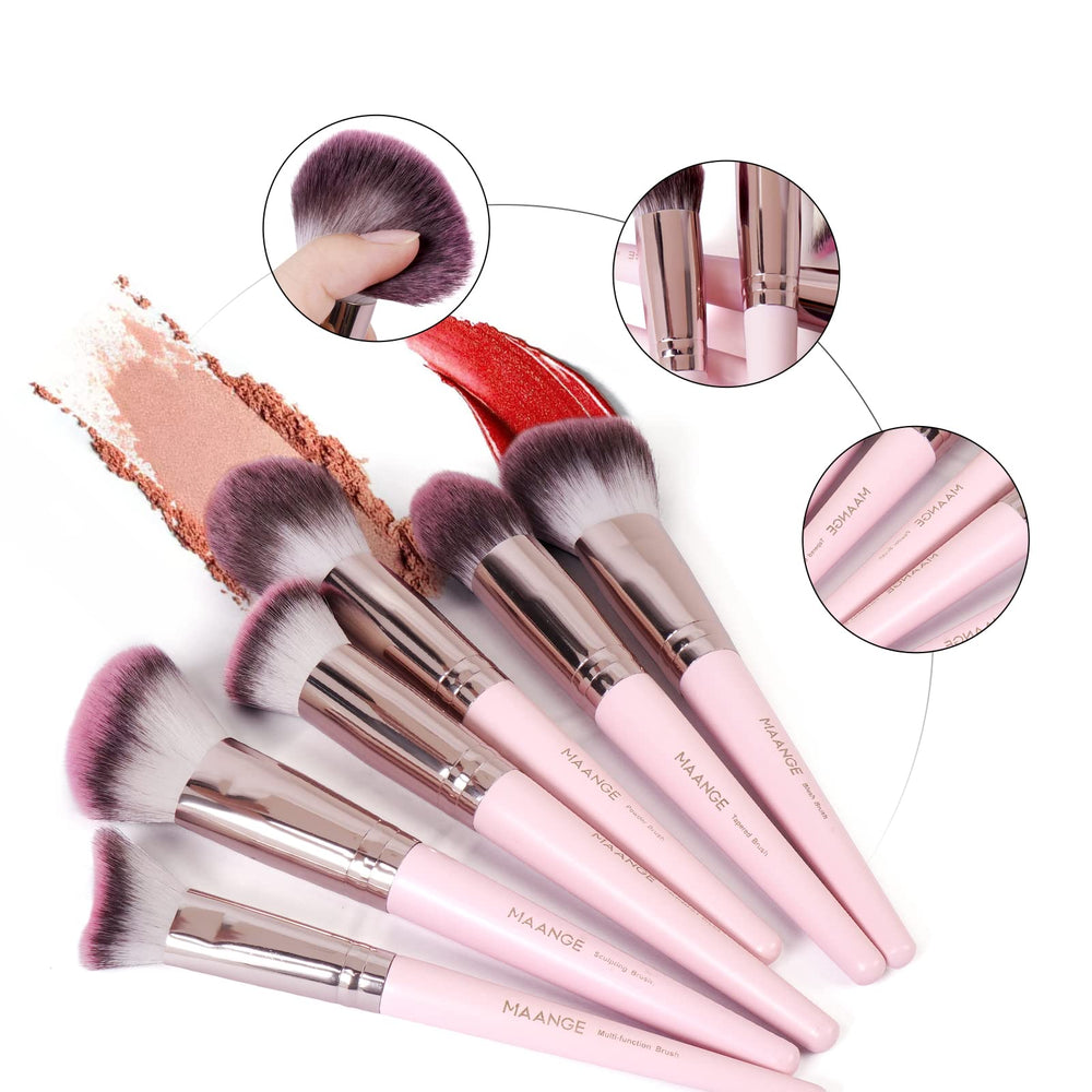 MAANGE case open pinkgold shows organized storage for quick makeup routines.