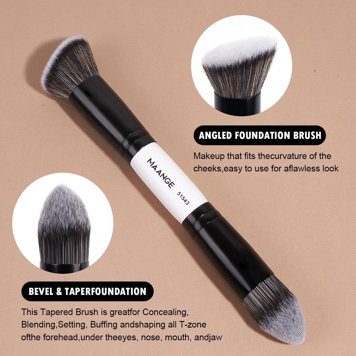 Maange cruelty-free bristles close-up highlighting ethical, easy-to-clean use.