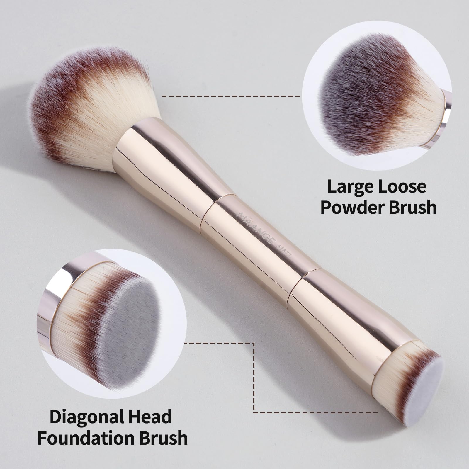MAANGE double-ended blush-powder brush for precise blush and subtle powder application.