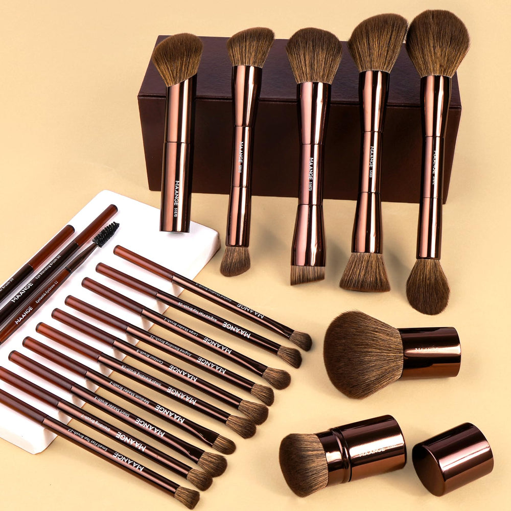 MAANGE double-ended kabuki brushes enable versatile blending options