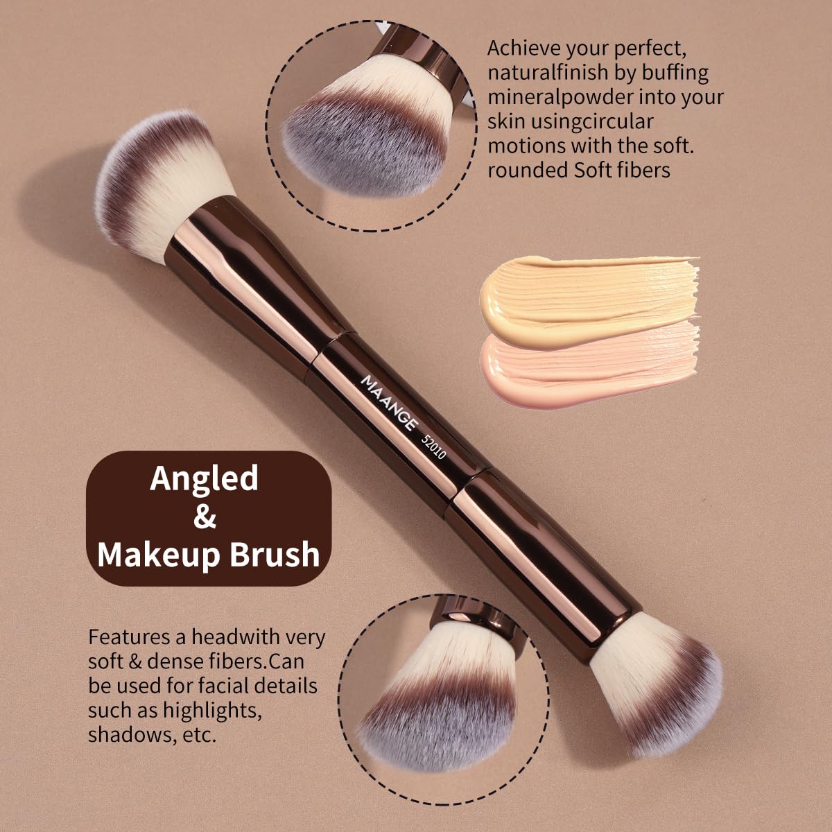MAANGE double-ended loose powder brush closeup for natural powder finish